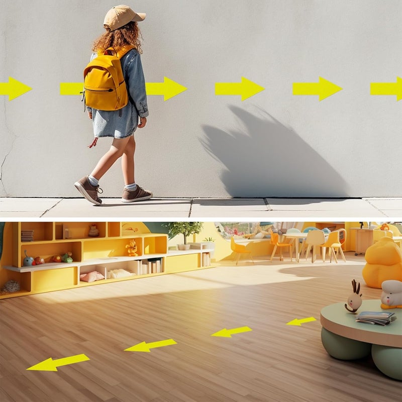 EVQ Arrow Floor Sticker Yellow 10"×5" Directional Floor Decal Self-Adhesive Removable Waterproof Arrow Vinyl Sign 20 PCS - Image 2